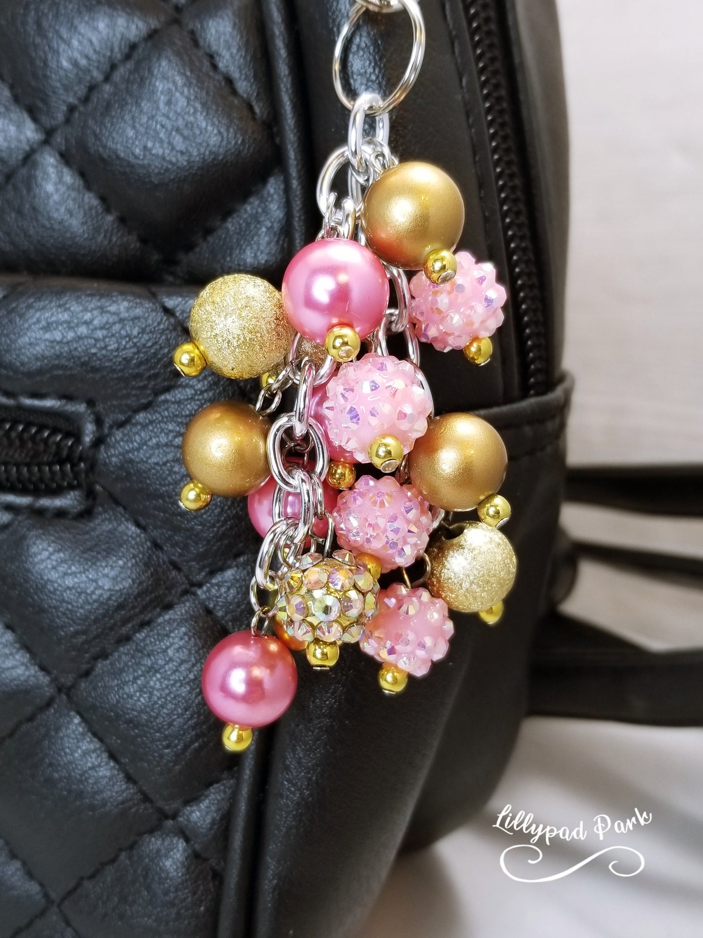 Handmade Beaded Mini Purse Charm or Bag Charm that dangles like a keychain