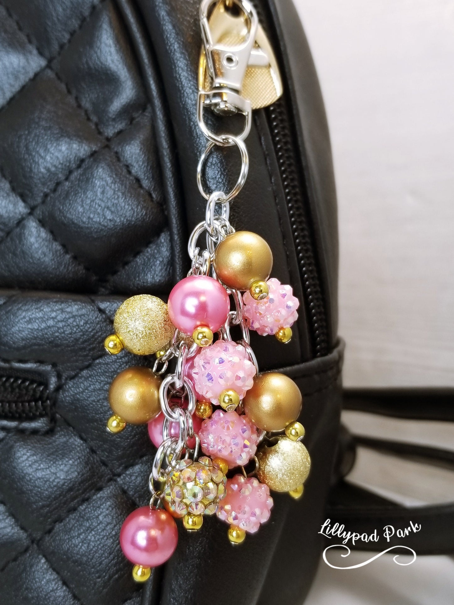 Handmade Beaded Mini Purse Charm or Bag Charm that dangles like a keychain