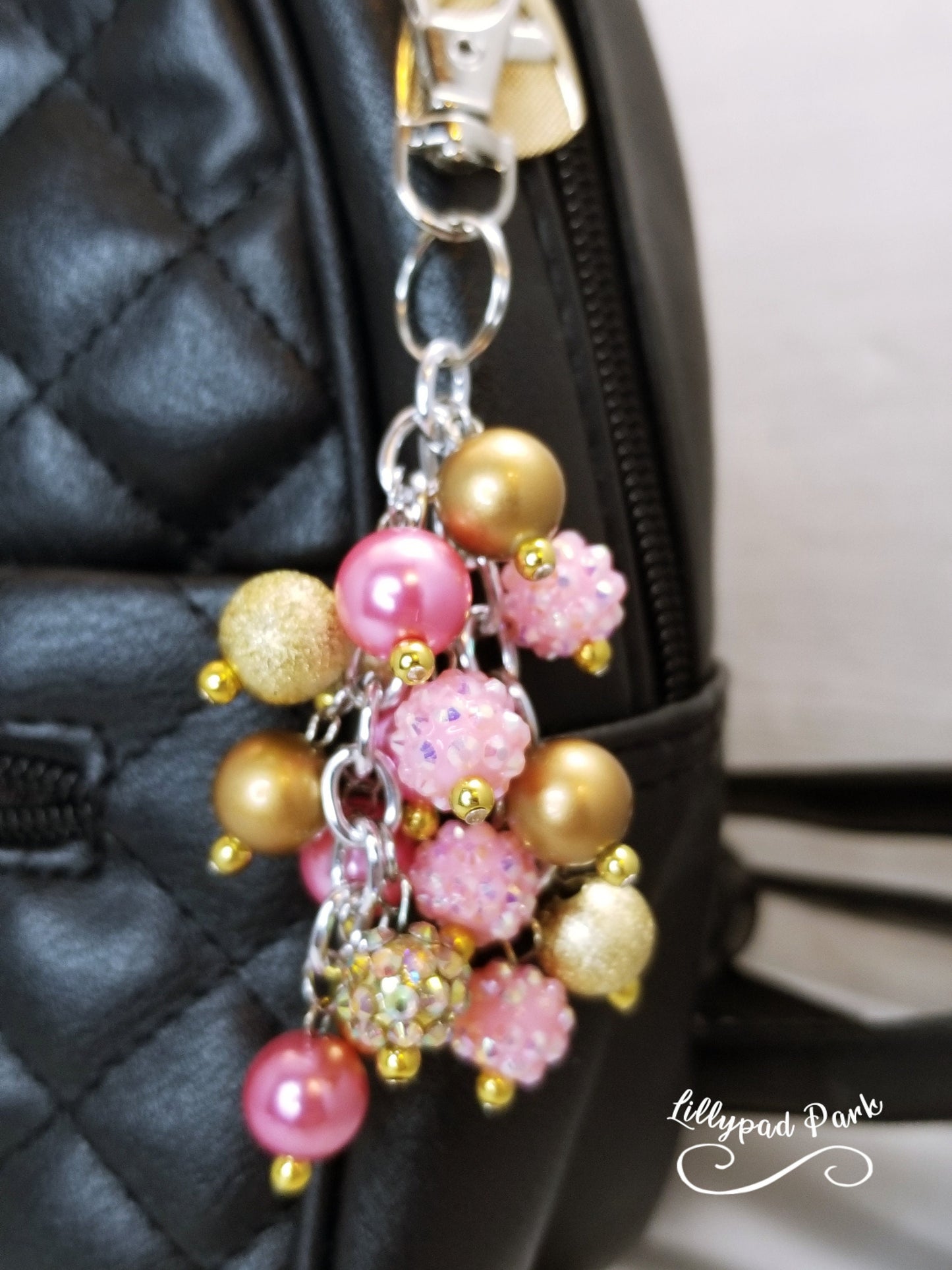 Handmade Beaded Mini Purse Charm or Bag Charm that dangles like a keychain