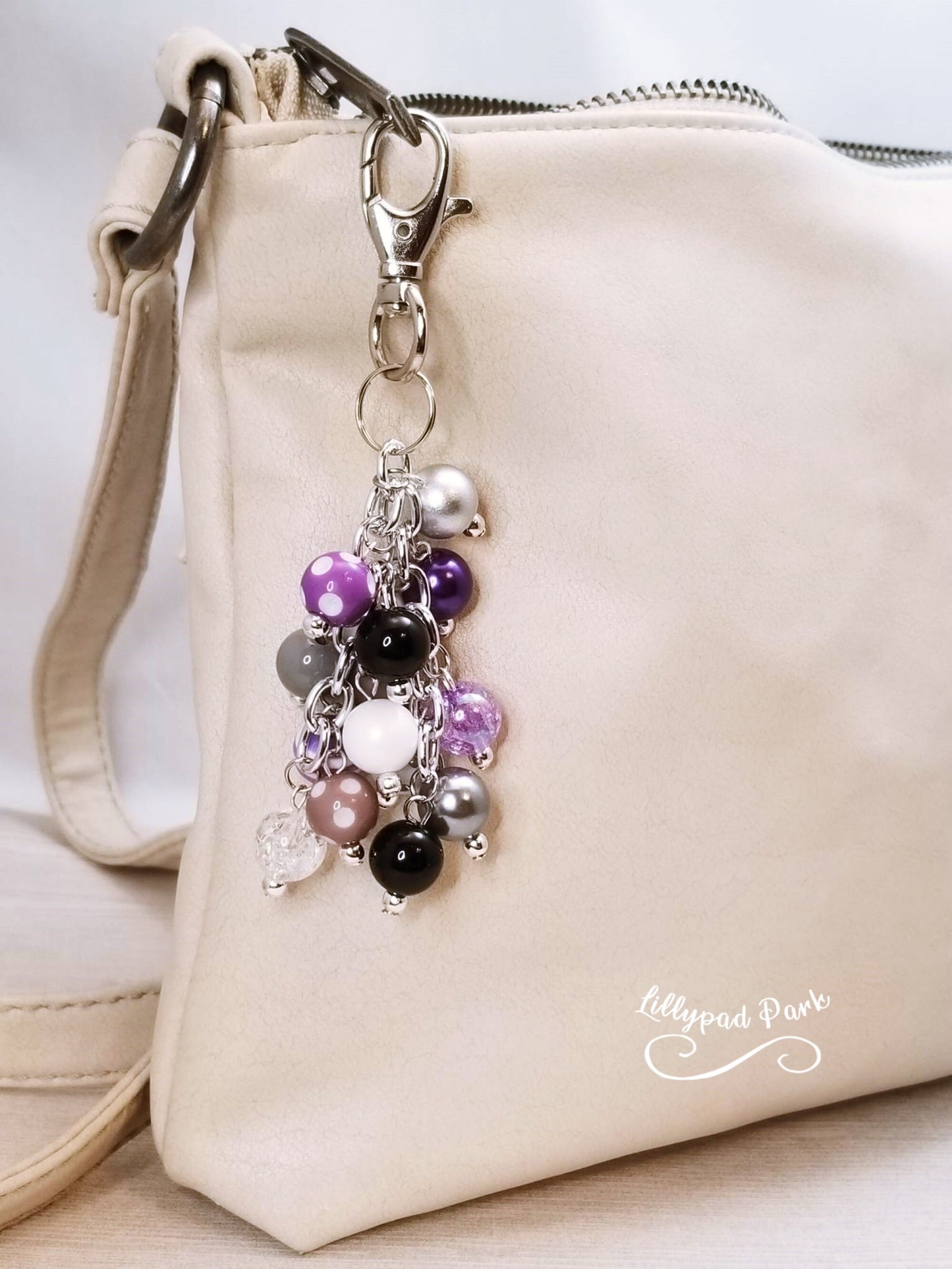 Handmade Beaded Mini Purse Charm or Bag Charm that dangles like a keychain