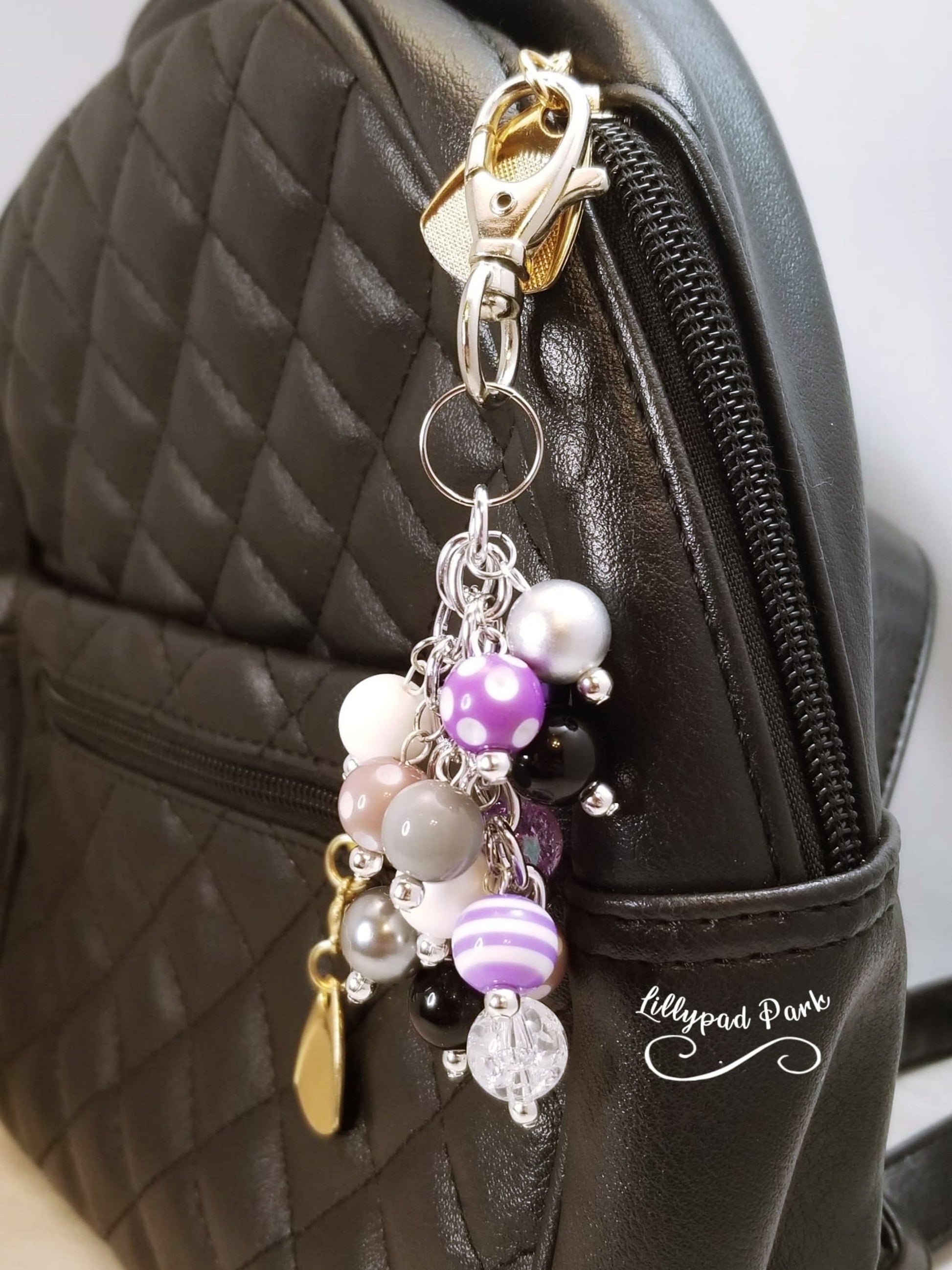 Handmade Beaded Mini Purse Charm or Bag Charm that dangles like a keychain