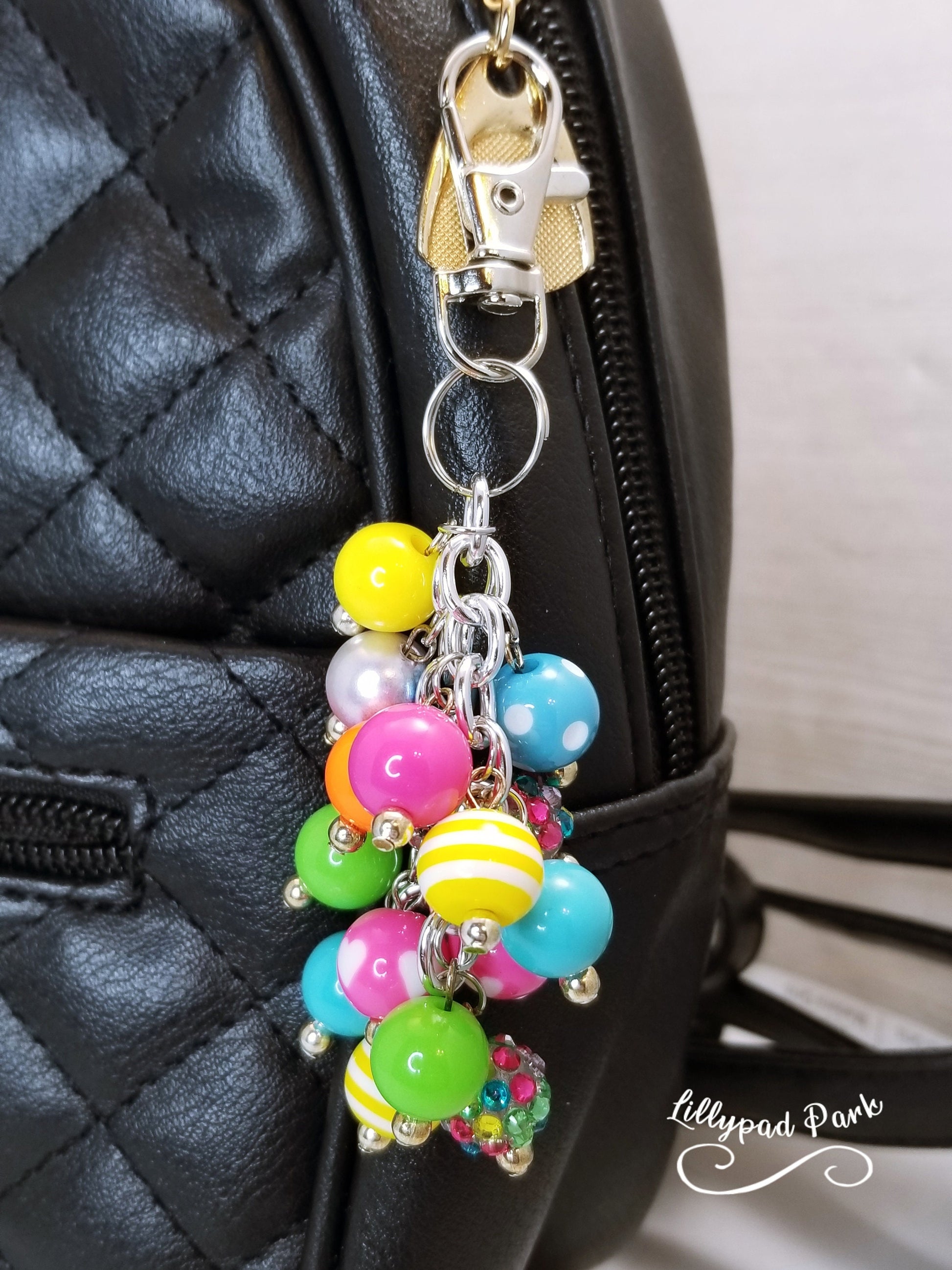 Handmade Beaded Mini Purse Charm or Bag Charm that dangles like a keychain