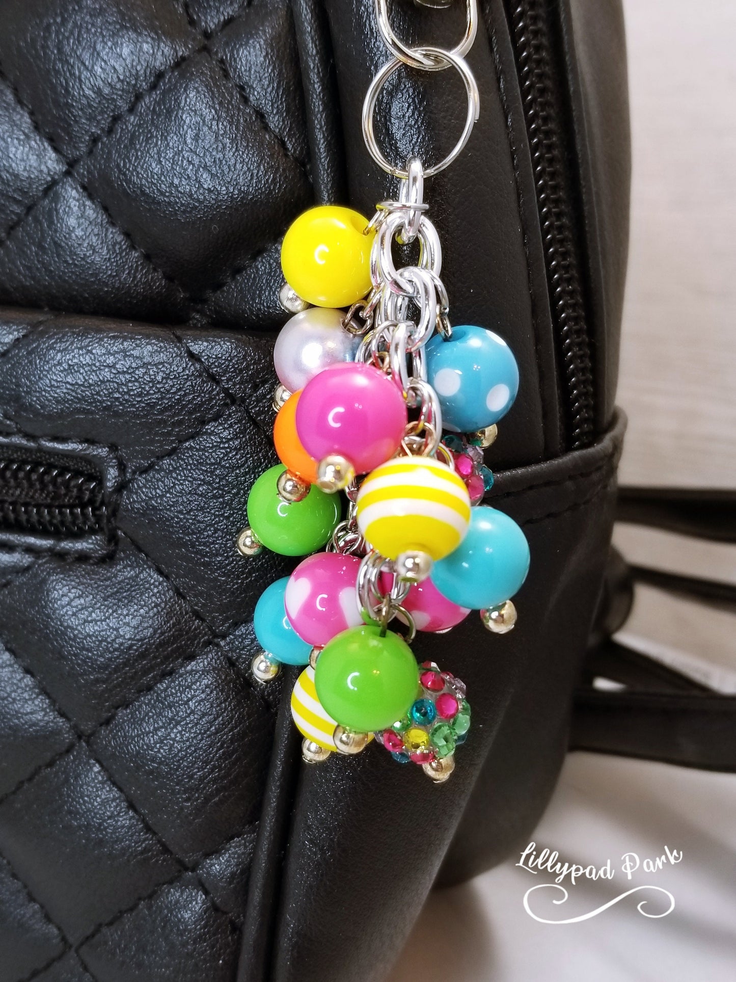 Handmade Beaded Mini Purse Charm or Bag Charm that dangles like a keychain