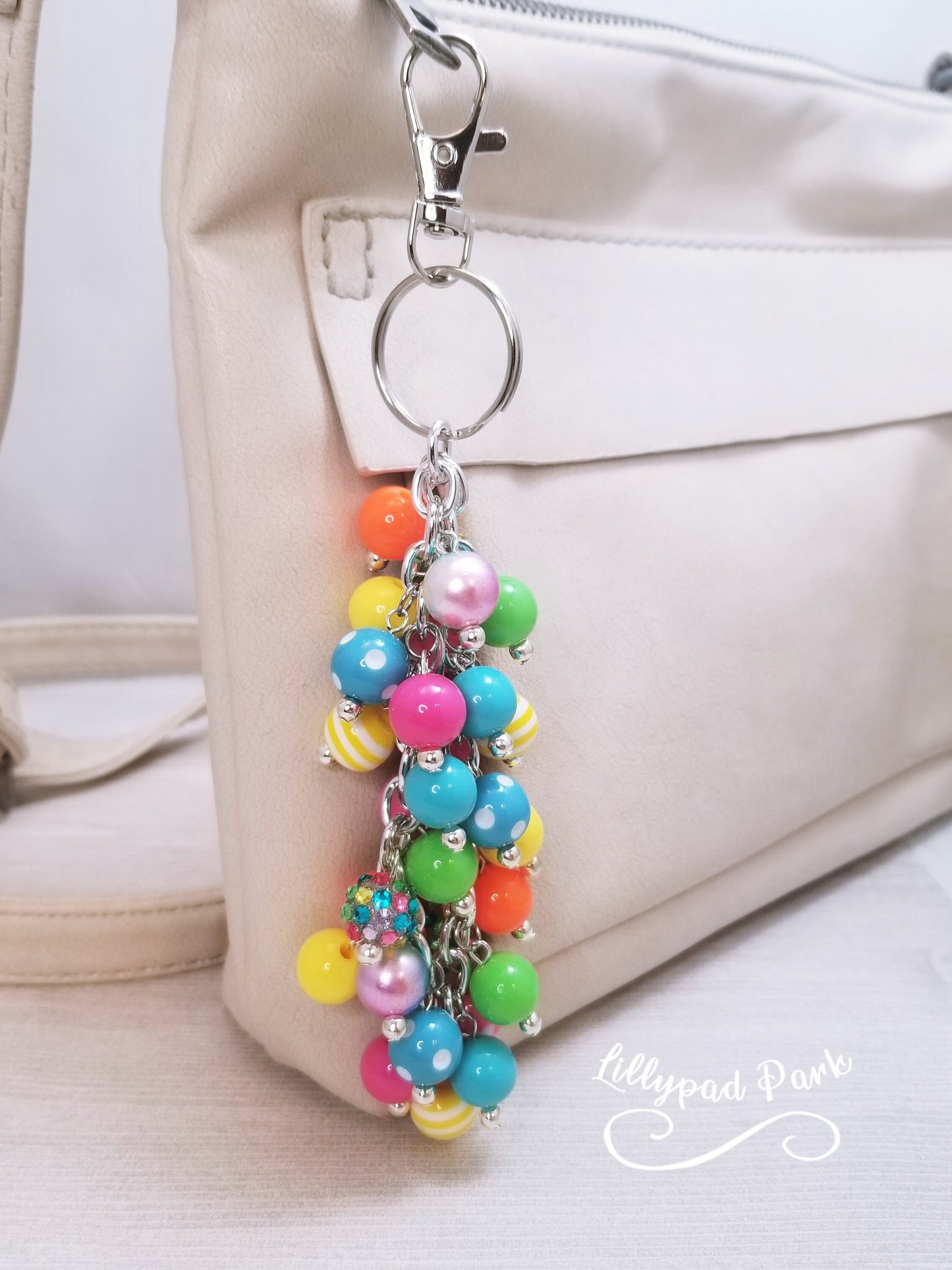 Handmade Beaded Purse Charm or Bag Charm that dangles like a keychain