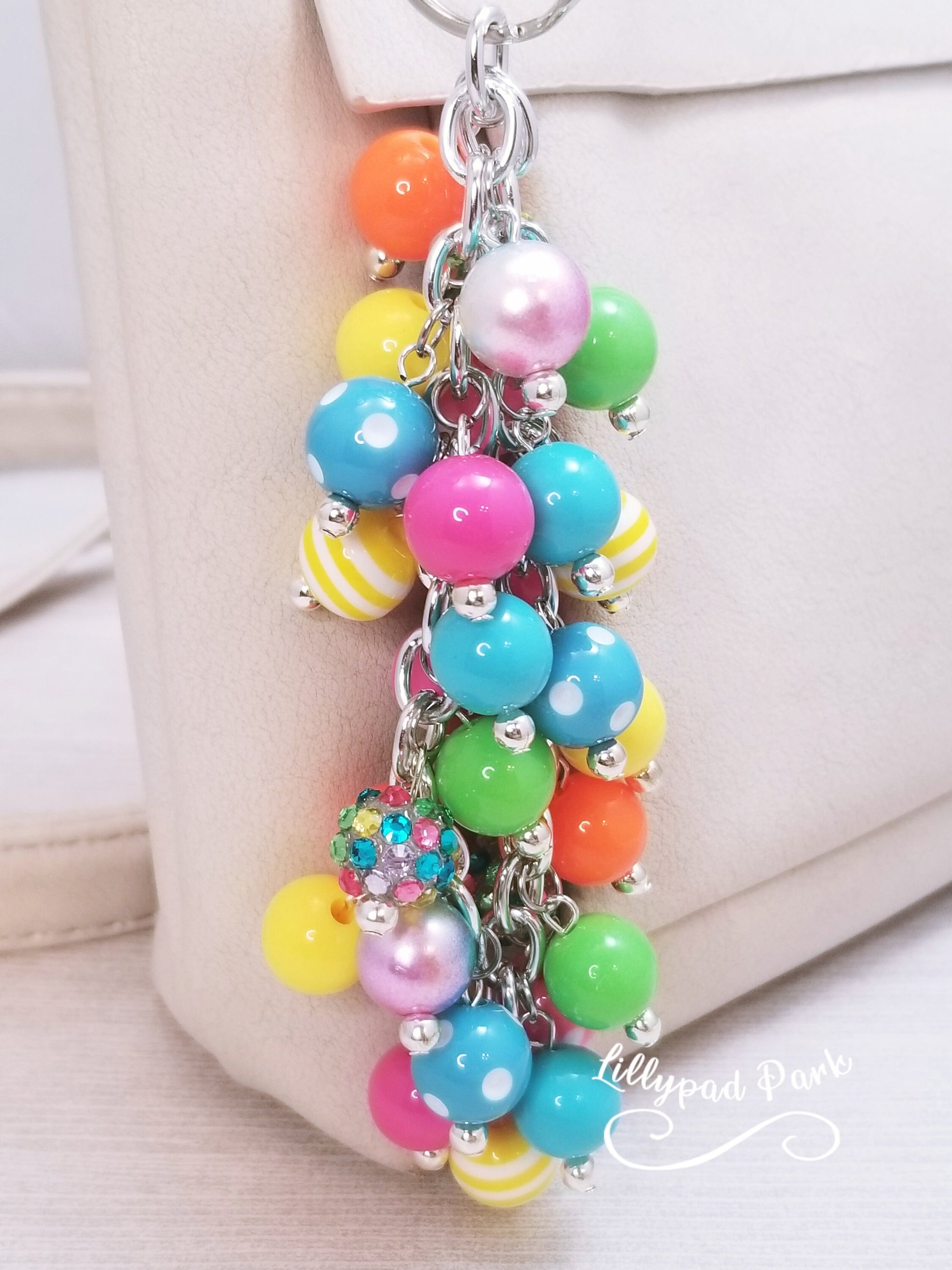 Handmade Beaded Purse Charm or Bag Charm that dangles like a keychain