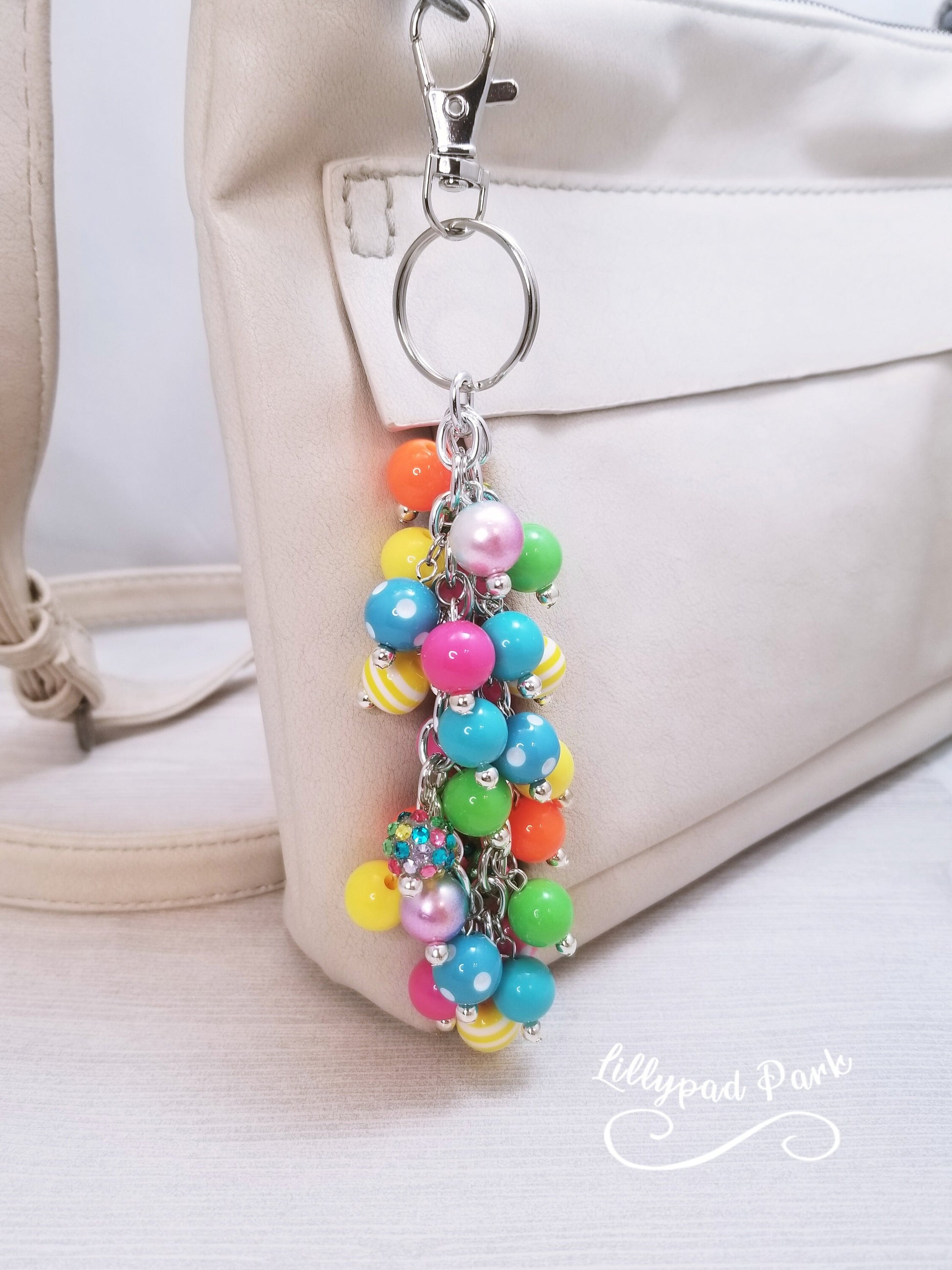 Handmade Beaded Purse Charm or Bag Charm that dangles like a keychain