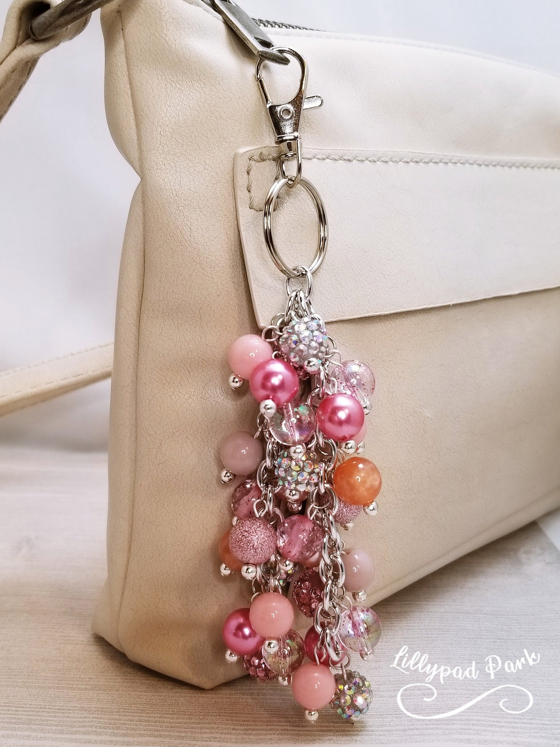 Handmade Beaded Purse Charm or Bag Charm that dangles like a keychain