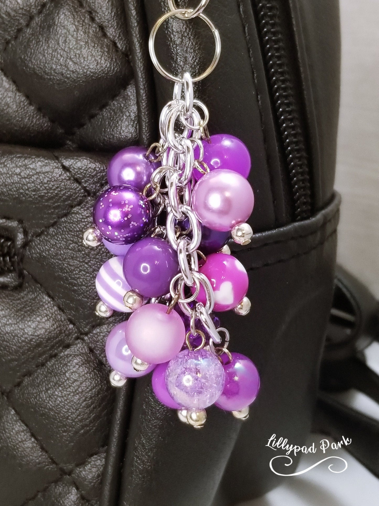 Handmade Beaded Mini Purse Charm or Bag Charm that dangles like a keychain