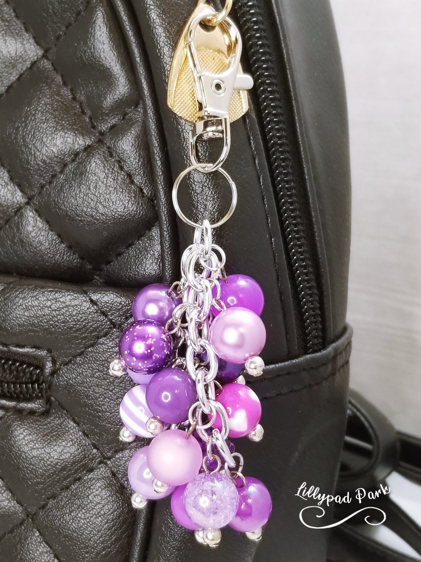 Handmade Beaded Mini Purse Charm or Bag Charm that dangles like a keychain