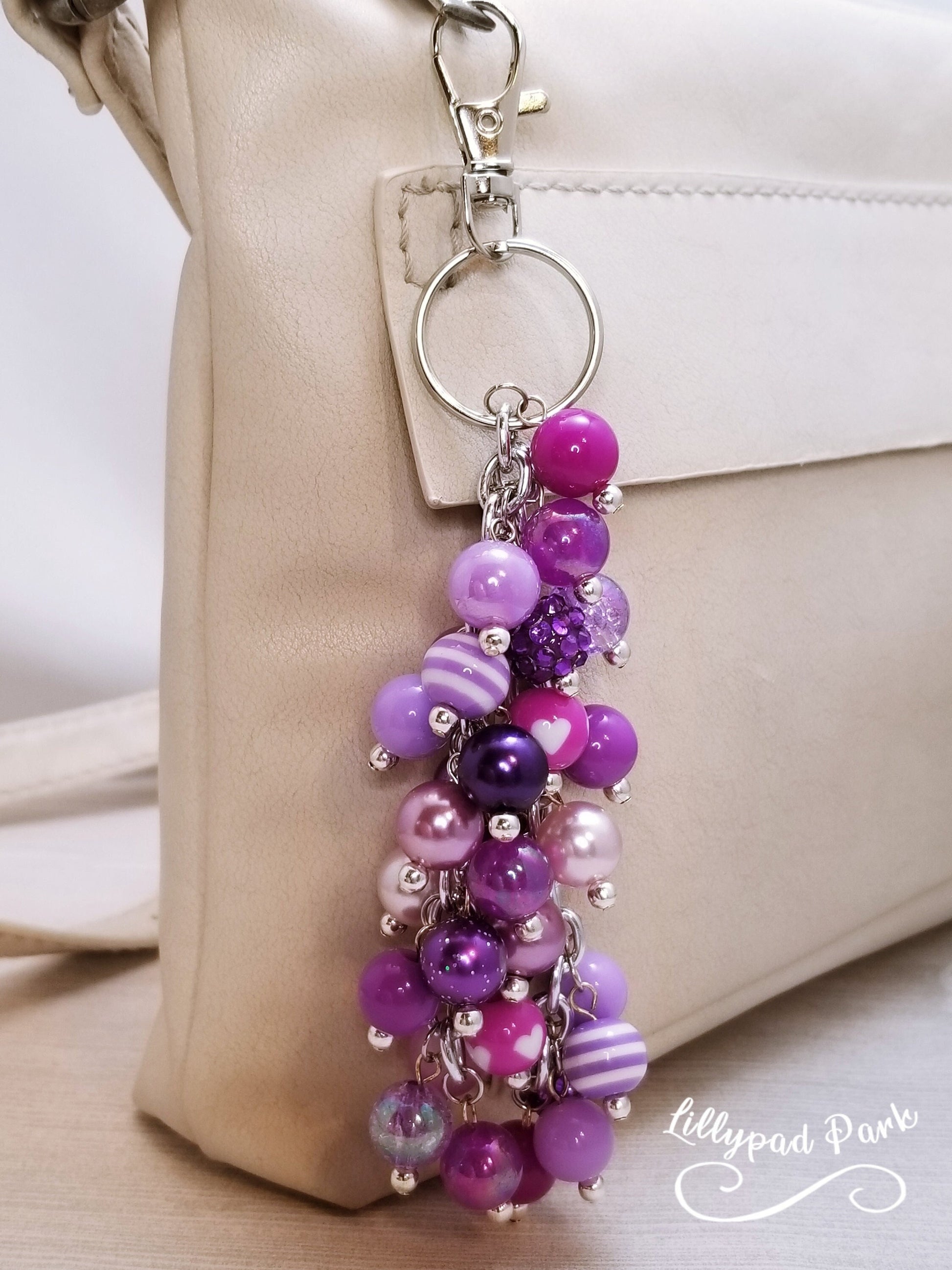 Handmade Beaded Purse Charm or Bag Charm that dangles like a keychain