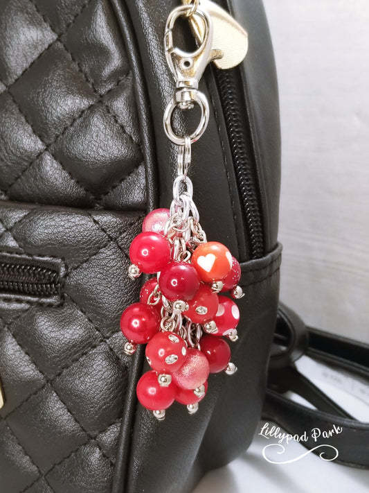 Red Purse charm, Back Pack Charm, Bag Charm, Purse accessory, Beaded accessory