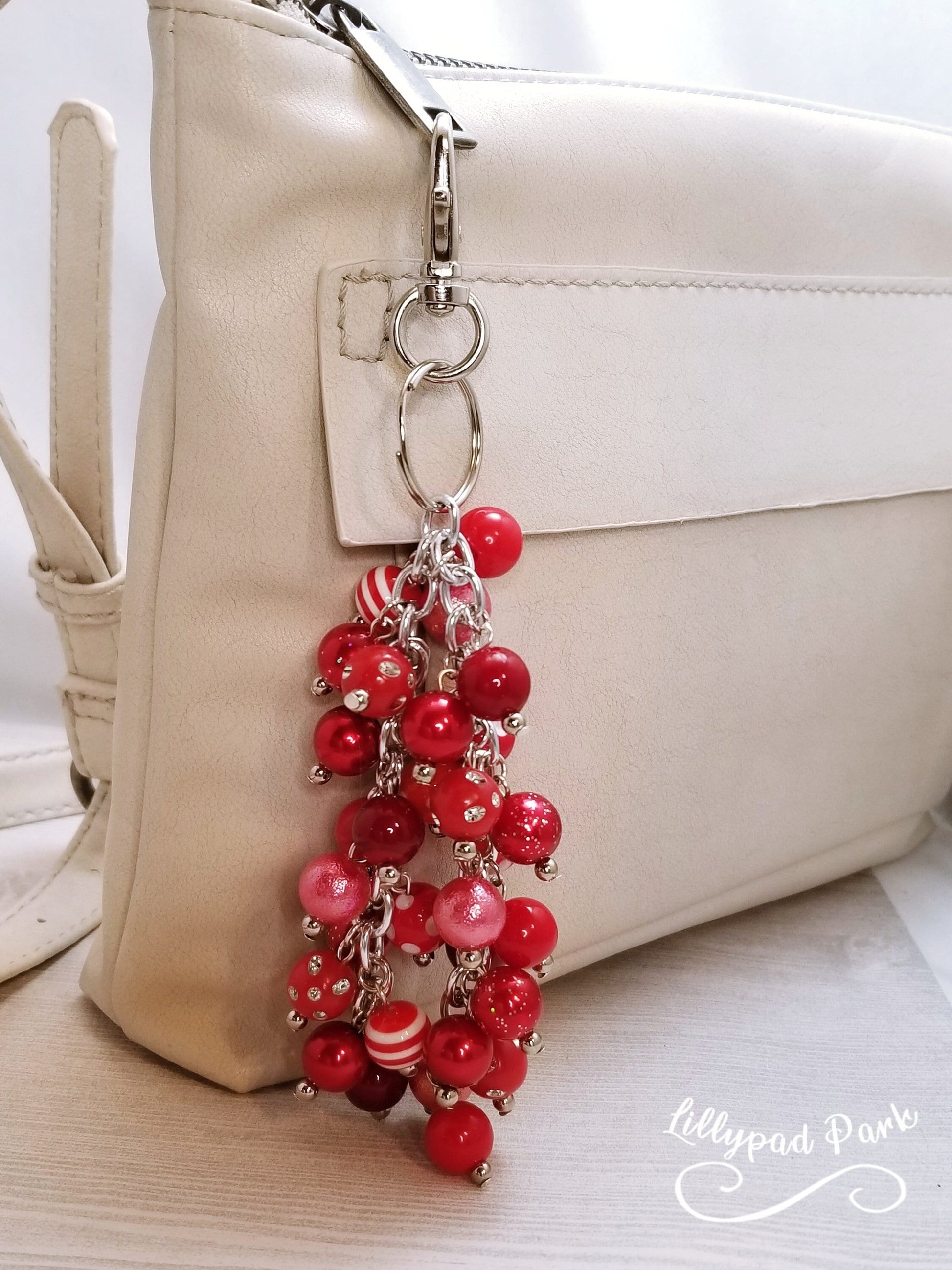 Handmade Beaded Purse Charm or Bag Charm that dangles like a keychain