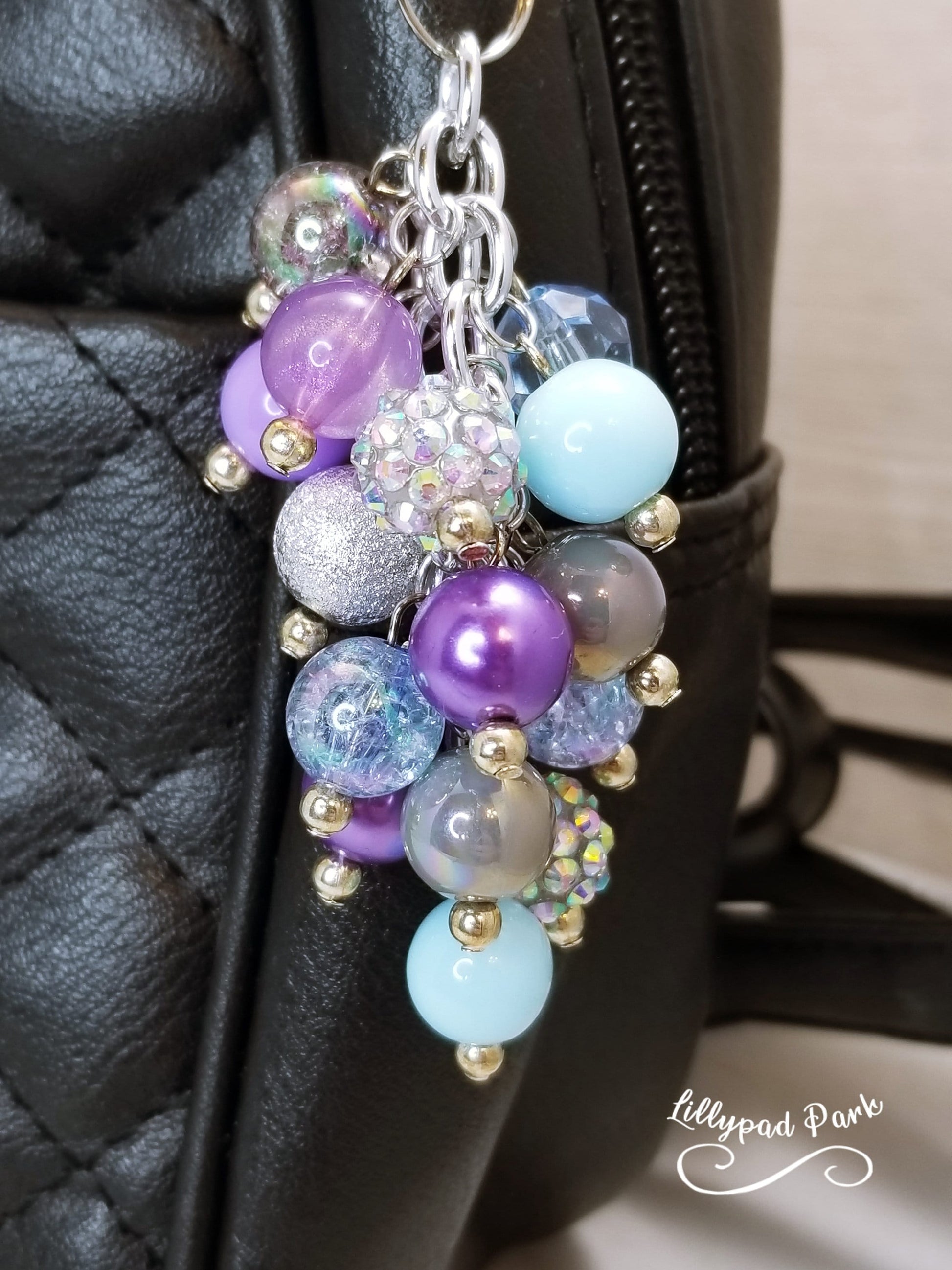 Handmade Beaded Mini Purse Charm or Bag Charm that dangles like a keychain