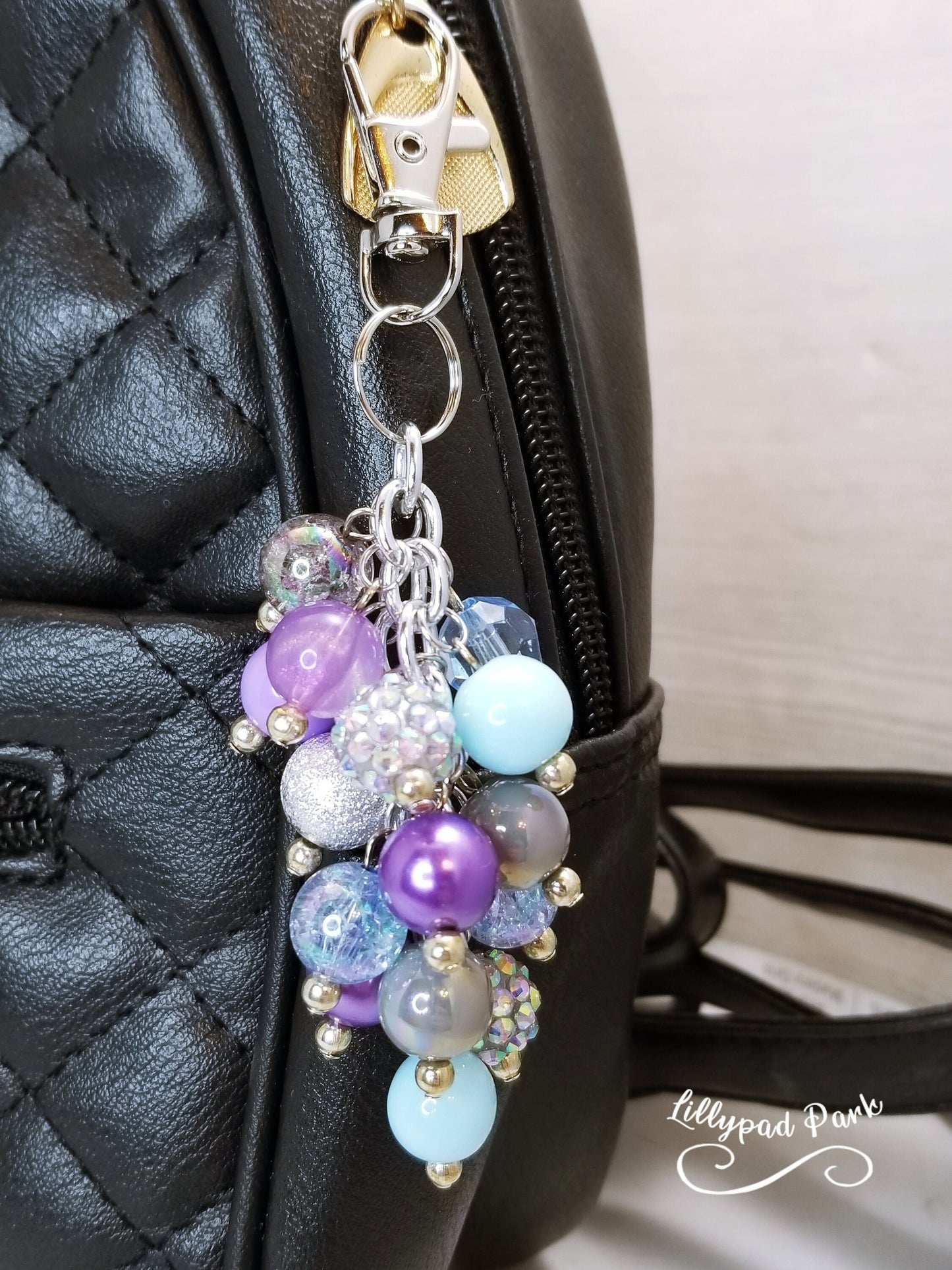 Handmade Beaded Mini Purse Charm or Bag Charm that dangles like a keychain