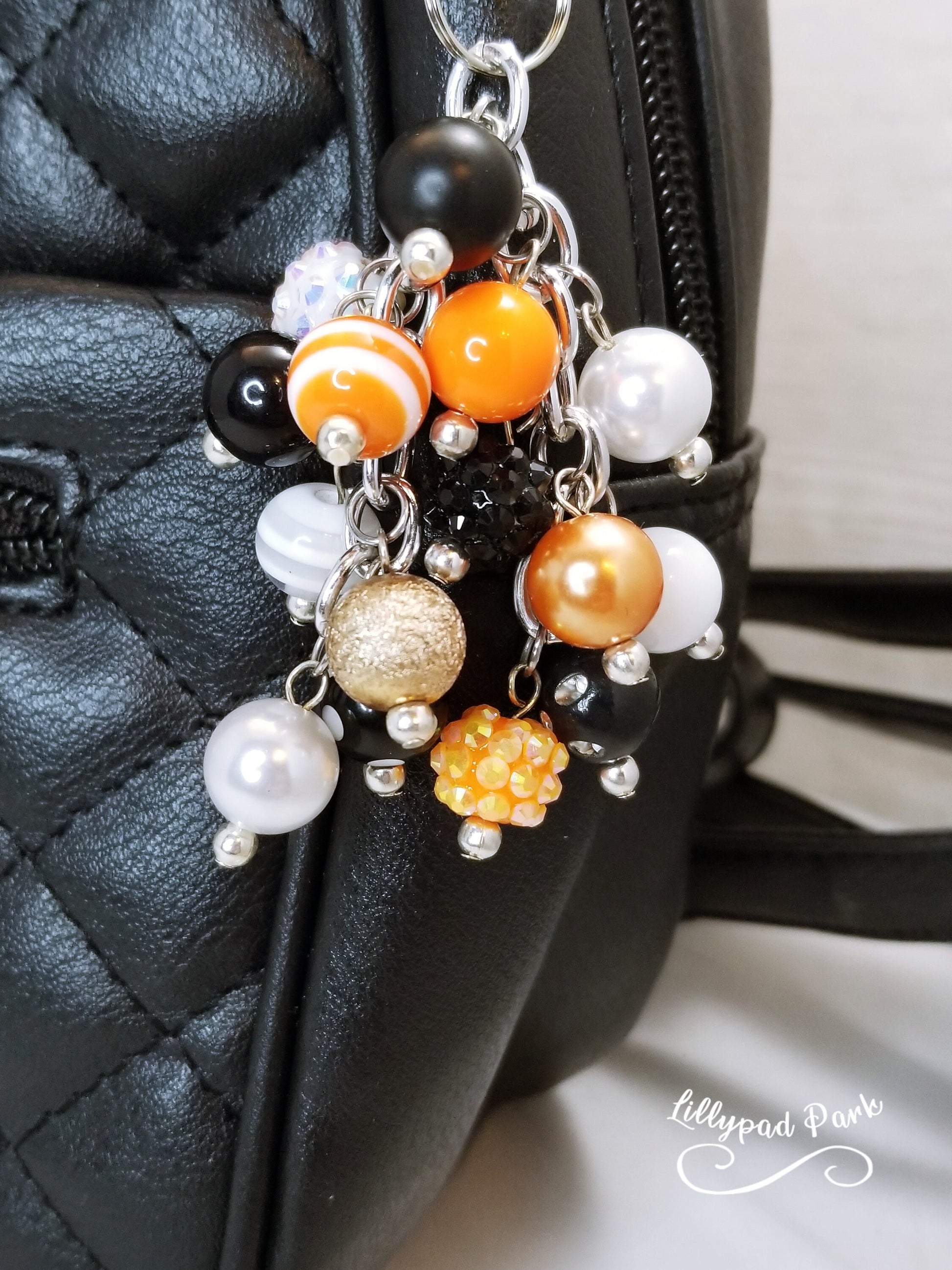 Handmade Beaded Mini Purse Charm or Bag Charm that dangles like a keychain