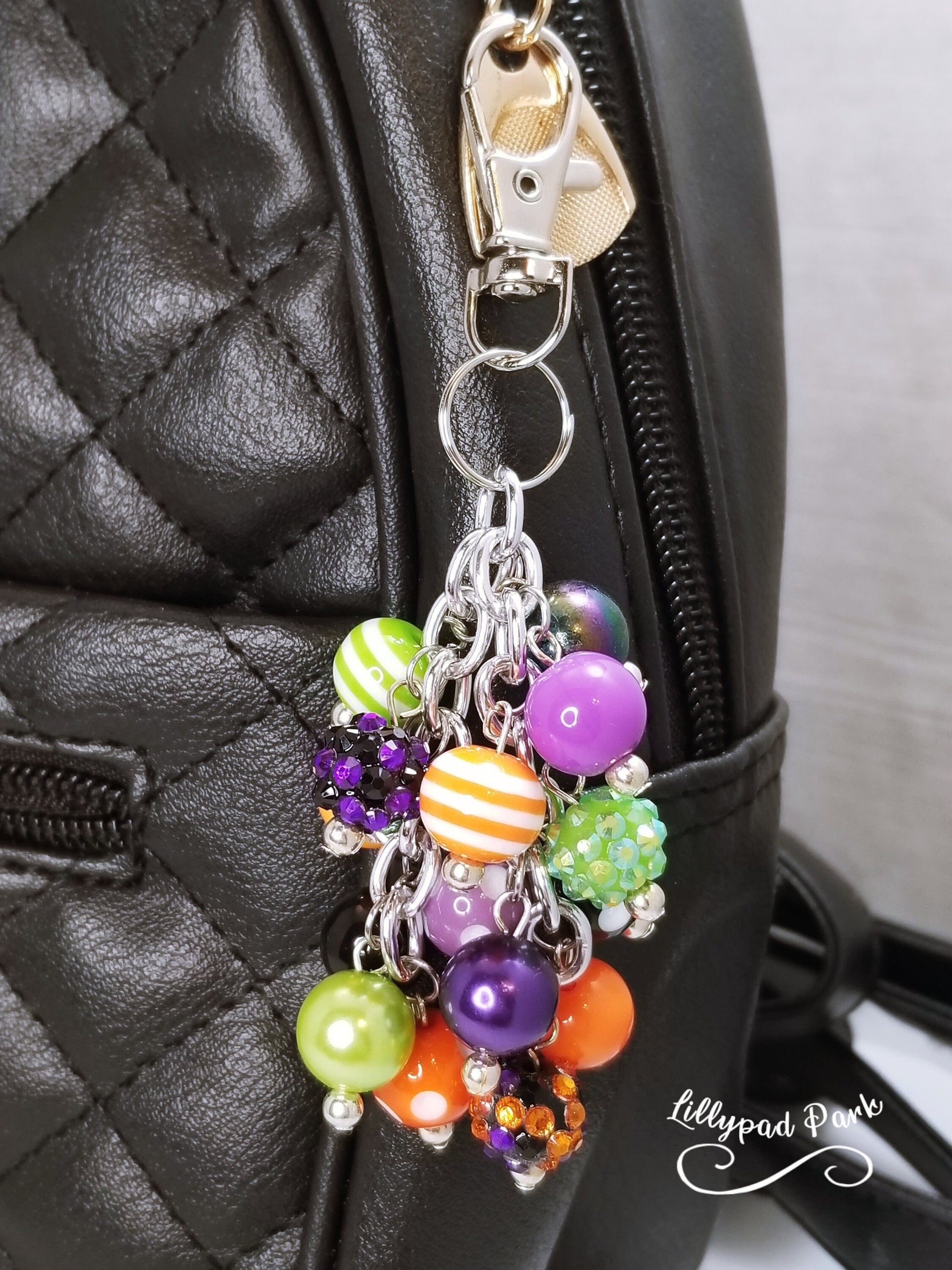 Handmade Beaded Mini Purse Charm or Bag Charm that dangles like a keychain