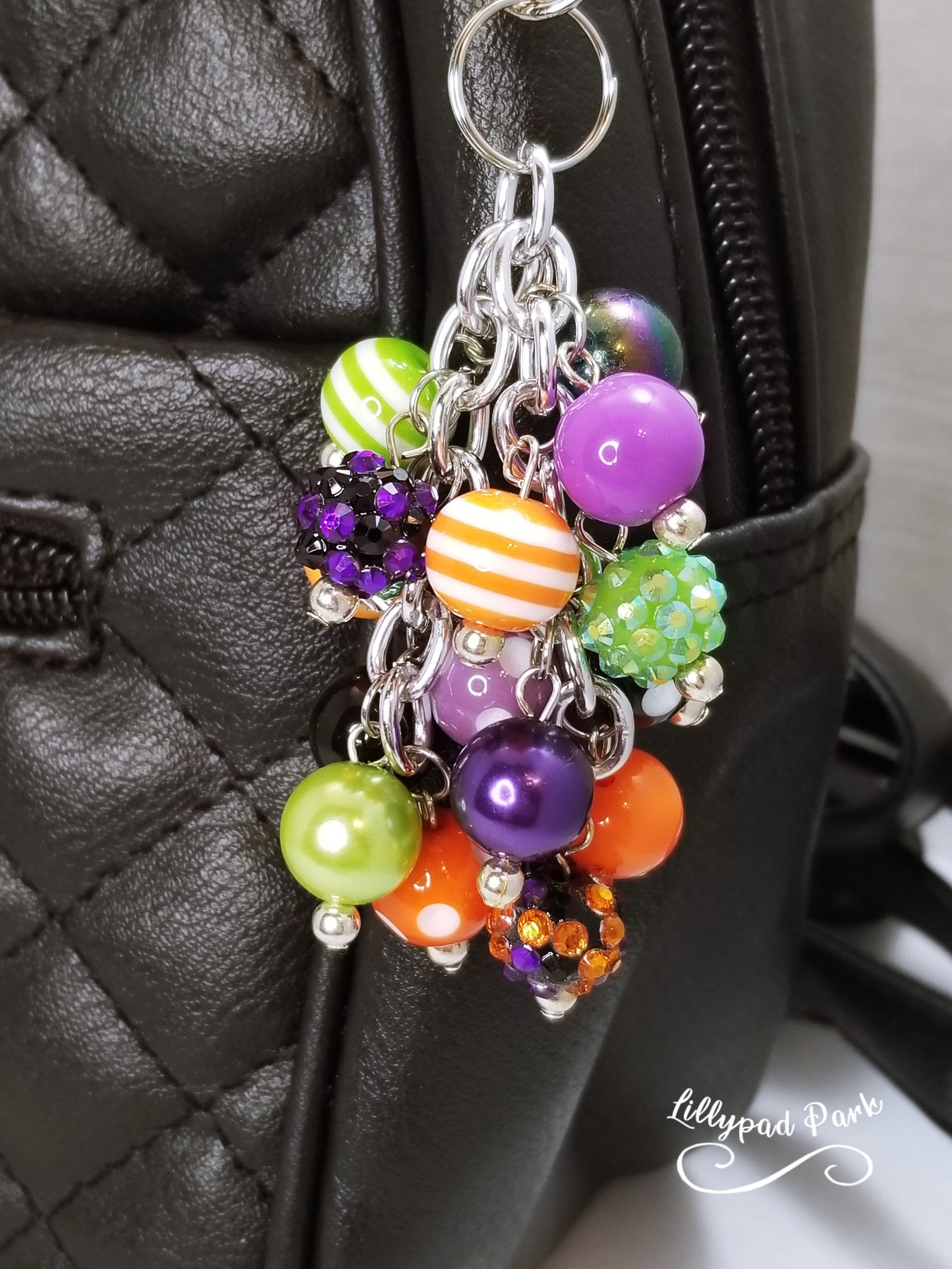 Handmade Beaded Mini Purse Charm or Bag Charm that dangles like a keychain