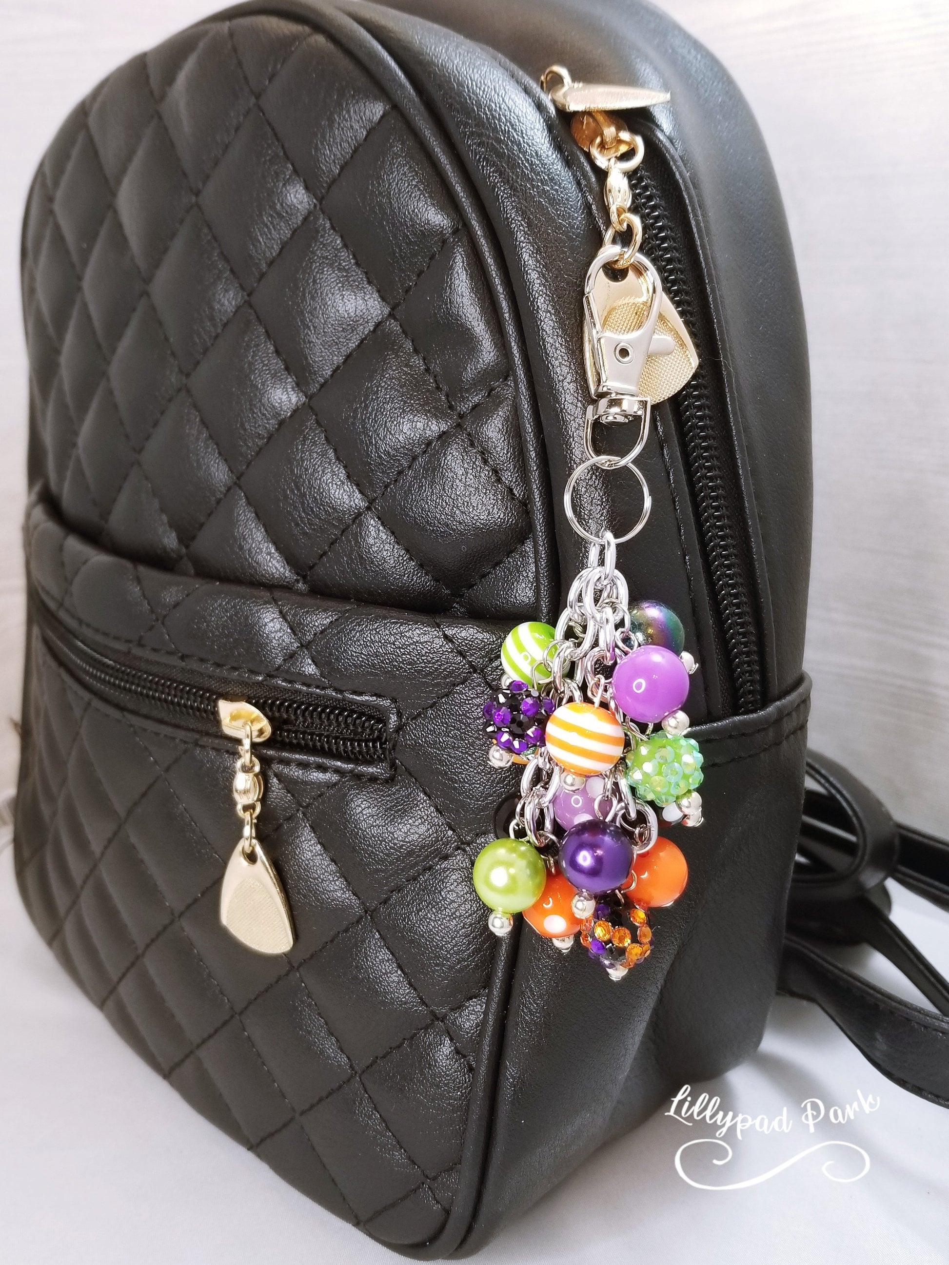 Handmade Beaded Mini Purse Charm or Bag Charm that dangles like a keychain